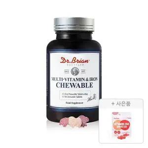 닥터브라이언 멀티비타민&철분 츄어블, 90정(3개월분), 1개 + 증정 (타민C&D 3000 복숭아맛 15구미, 1개	)