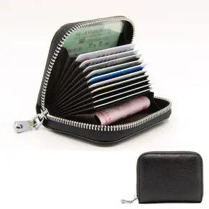 [콩심팥심]RFID브러쉬 소가죽 카드지갑 미니 아코디언 명함지갑