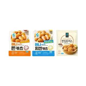 청정원 미니 돈카츠 340g + 미니 치킨카츠 340g + 한입 돈까스 450g 각 1개 (총 3개)