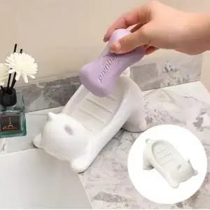 귀여운 욕실 고양이 비누 받침대 물빠짐 케이스 비눗갑 비누곽 트레이 홀더 비누각 세면대