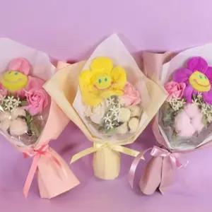 귀여운 스마일 인형 미니 꽃다발 3color 어린이집 유치원 졸업 스마일꽃 여자친구 작은 생일 선물