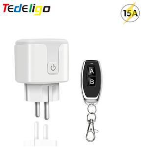 433Mhz 원격 제어 소켓 무선 스위치 AC220V 15A EU FR 표준 전기 플러그 콘센트 빛