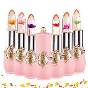 립스틱 크리스탈 플라워 젤리 립스틱 오래 지속되는 영양 립 밤 입술 보습제 온도 변화 글로스