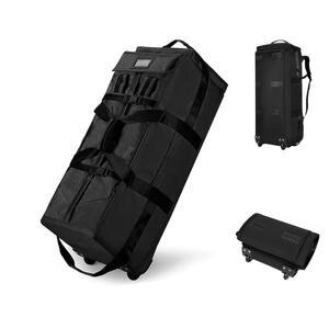 휠이 달린 접이식 더플 백팩.80L 롤링 더플백 캐리어 여행용 가방 야외 스포츠 가방(블랙)