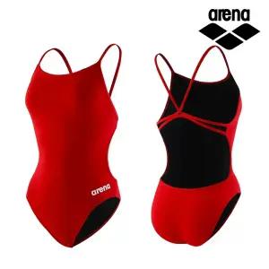 아레나 스윔 여성 솔리드 레이스백 원피스 강습용 실내  수영복 004651 RED