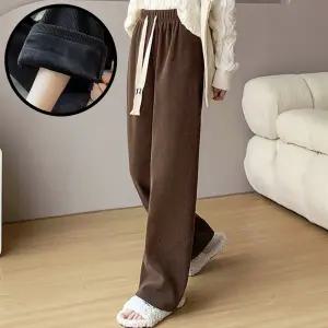 골덴 여성 코듀로이팬츠 기모바지 밴딩 와이드팬츠 통바지 벨벳