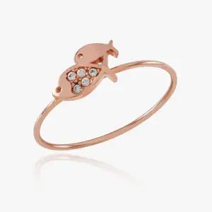 [엘렌쥬얼리]14K 다비 트윈 물고기 실 금 반지