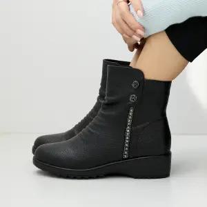 기모안감 트리오 큐빅 통굽 앵클부츠 4cm