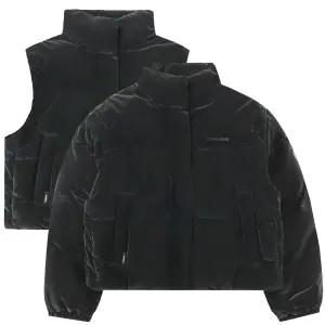 우먼스 디테쳐블 크롭 패딩 자켓 UQ422CPJO1BLK