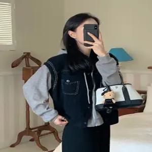 스티치 스냅버튼 니트 베스트 자켓 (2color)