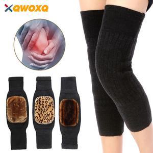 온열 발열 무릎보호대 여성용 겨울 캐시미어 무릎 패드 두껍고 따뜻한 울 슬리브 고탄성 미끄럼 방지 플러