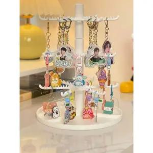 모던 키링 걸이 액세서리 진열대 거치대 판매대 보관 크림화이트 2단