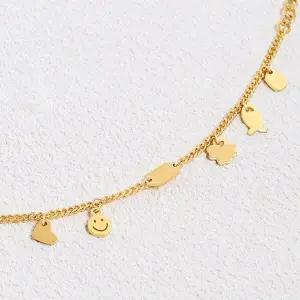 [골드모아]여자 순금 스마일 하트 클로버 물고기 팔찌 15g [심플 스틱 아이콘 멀티]