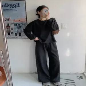 덴마크 기모 맨투맨 와이드팬츠 세트 (2color)