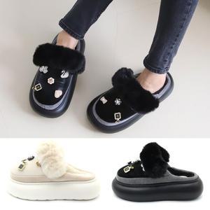 GL-004 여자 폼폼 퍼실내화 키높이 귀여운 겨울 방한슬리퍼 따뜻한 털신