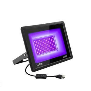 할로윈 유령의 집 100W IP66 방수 형광등 AC110-240V 보라색 395nm LED UV 경화 램프 자외선 투광 조명