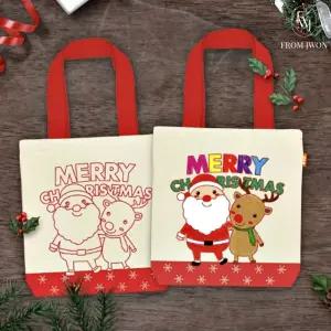 크리스마스 diy 키트 가방 색칠 놀이 산타 에코백 미술 어린이 집 유치원