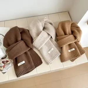 심플 울 머플러 심플 목도리 선물용 캐시미어 롱 솔리드 패션 보온 한파 방한