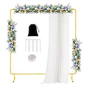 웨딩 아치 배경 스탠드 6.6x6.6 FT 스퀘어 포 세레모니 골드 메탈 브라이덜 샤워 생일 파티 가든 플로럴아버 기념 이벤트 장식