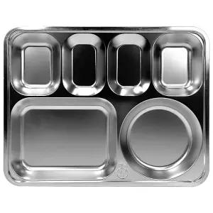 퀸센스 급식용 4찬 스텐 식판/접시/유아/아기/다이어트/어린이집/어린이/성인/급식판/배식판/1인용/어른