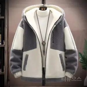 티류으스 남성 겨울 기모 후드 집업 자켓 보온 보온성 자수 디자인 캐주얼 Lyw