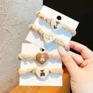 [골드스마일]4P 끈 긴 올림머리끈 이쁜머리끈 고무줄 여자 헤어 곱창 예쁜 밴드