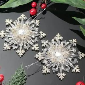 크리스마스 장식 화려한 반짝이 눈꽃 크리스마스 오너먼트 트리 소품 인테리어 벽장식 카페 방문 현관