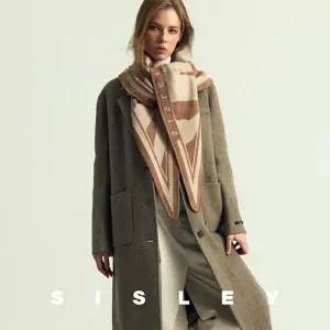 시슬리 시그니처 울 캐시미어 니트 머플러 가죽 벨트 2종