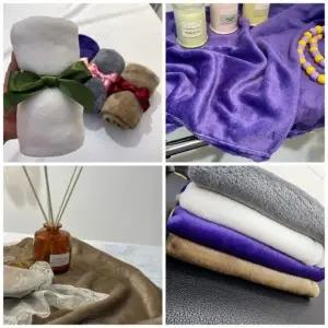 (색상 화이트,퍼플,그레이,베이지)포근 겨울 인테리어 소형 극세사담요 디스플레이 답례품