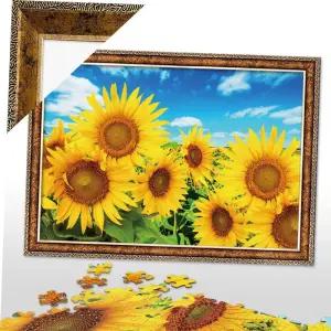 풍경화 500피스퍼즐 해바라기들판 + 앤틱골드 (액자포함)