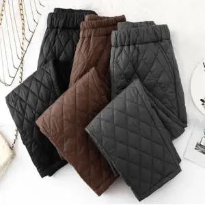 트레이닝 여성 퀼팅 패딩 바지 다이아 조거 데일리 여성 밴딩 바지 겨울