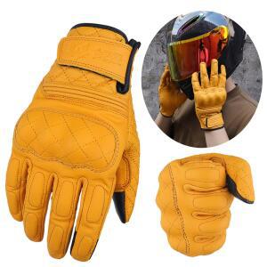 사계절 남성용 장갑 가죽 레트로 오토바이 장갑 터치스크린 빈티지 모토 장갑 라이딩 오토바이 액세서리