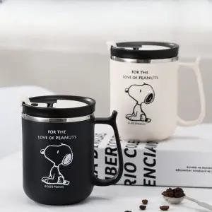 스누피 스텐 머그컵 뚜껑있는 손잡이 물 집들이선물 캐릭터 컵 귀여운 커피