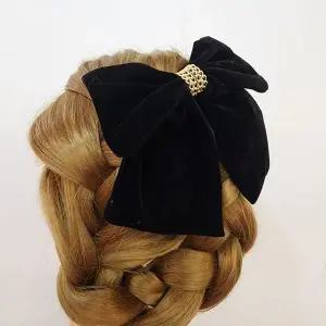 [골드스마일]여자 벨벳 왕리본핀