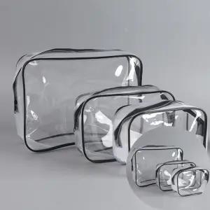 여행용 목욕용 욕실 해변 올 클리어 투명 PVC 파우치