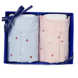 [갤러리아] (쌍둥이출산,백일,돌,아기실내조끼)아네모네실내조끼핑크+블루세트(A11-11981SET)