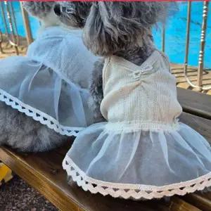강아지 러블리 프릴 셋업 원피스 1P 펀칭 레이스 리본 WFHVY93