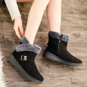 따뜻한 스웨이드 여성 털 숏부츠 겨울 데일리 230~250 옆지퍼 방한 기모 부츠 신발