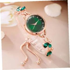 [골드스마일]여성시계 플로랄슬라이드여성손목시계(그린)아날로그시계
