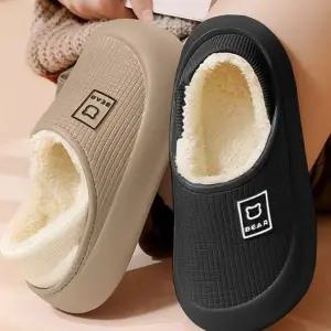 따뜻한 남성 방한 슬리퍼 폭신한 남성 겨울 실내화 사무실 기모