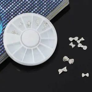 [하프클럽/]네일 리본 파츠 12종 세트 큐빅 도구 실버 네일재료