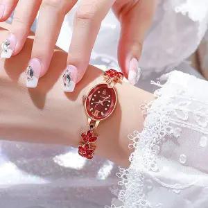 [골드스마일]릴리아 여성 손목시계(레드) 메탈시계