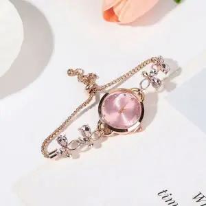 [골드스마일]플로랄 슬라이드 여성 손목시계(핑크) 여자시계