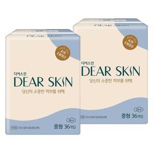 디어스킨 에어엠보 생리대, 중형 36입, 2개