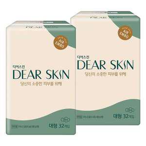 디어스킨 에어엠보 생리대, 대형 32입, 2개