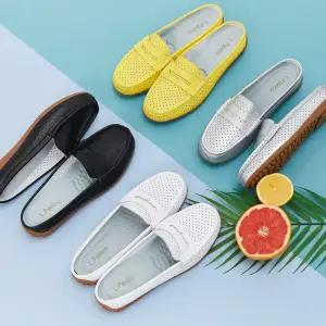 [30% 단하루] 펀칭뮬슬리퍼 여성 소가죽 로퍼