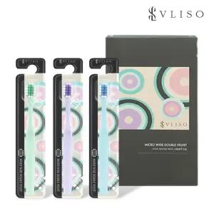 VLISO 브리소 마이크로 와이드 더블벨벳 파스텔 3개입 부드러운 칫솔 잇몸마사지 임산부