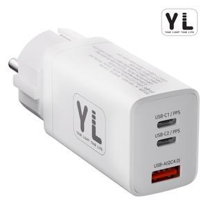 YL 접지형 GaN 65W PD, PPS, QC4.0 플러스 3포트 멀티 USB-A, C타입 초고속 충전기 어댑터