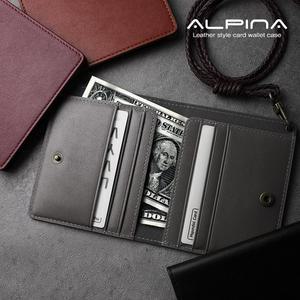 알피나 천연 가죽 카드 지갑 홀더 목걸이 이니셜 각인