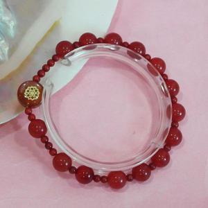 자마노 원석 금장 합장주 - 불교악세사리/염주팔찌